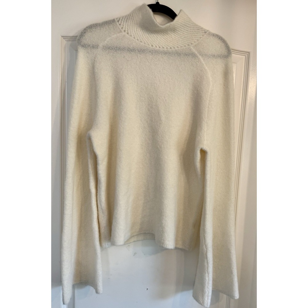 Emerson Rose Cashmere Blend Sweater XL Ivory Bell Sleeve Mock Neck Soft